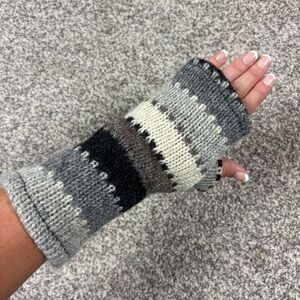 Striped Fingerless Knit Gloves